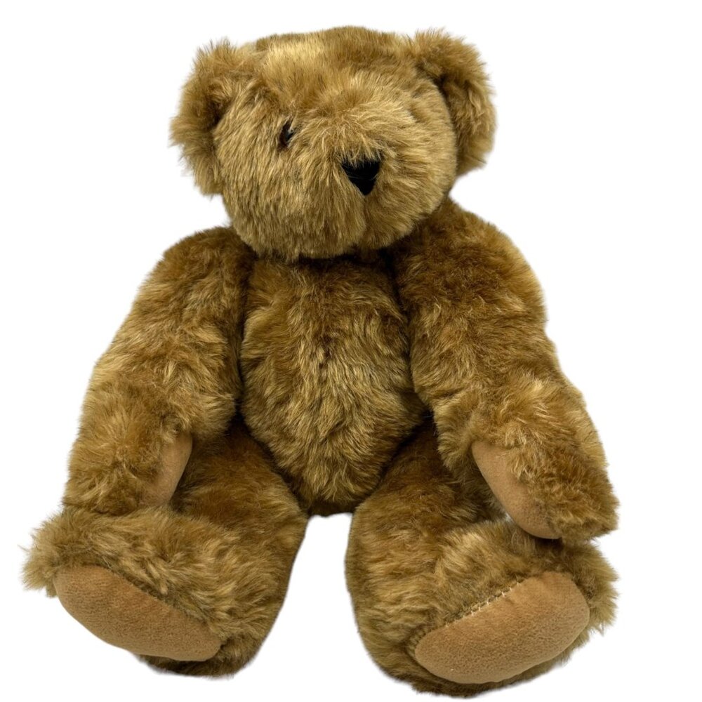 Vermont Teddy Bear Plush Apposable Jointed Arms and Legs Brown Handmade